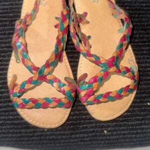 Huaraches Artesanales Mexican Style Colorful Braided Leather Sandals